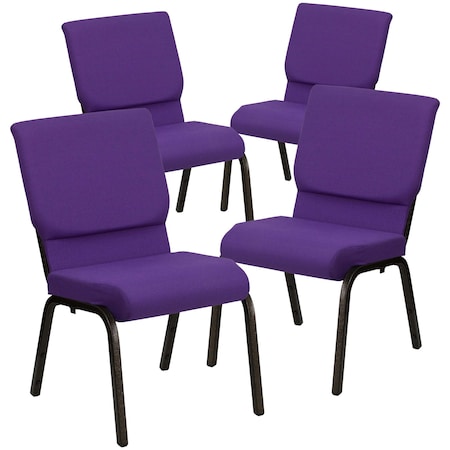 Flash Furniture 18.5"W Stacking Church Chair in Purple Fabric, 4PK 4-XU-CH-60096-PU-GG